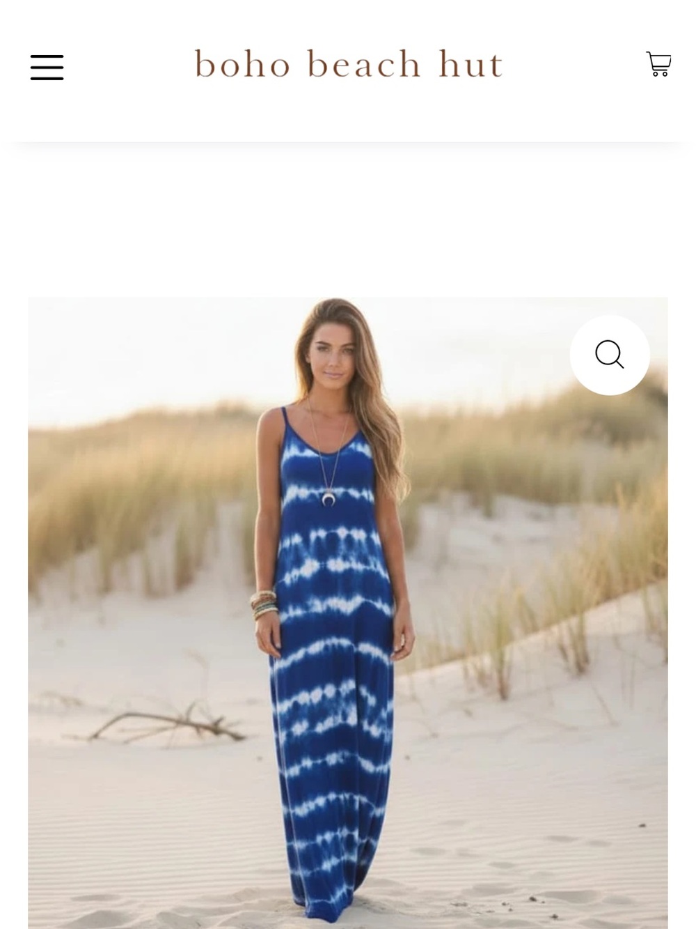 NWT Boho Beach Hut Blue Tie-Dye Maxi Dress
